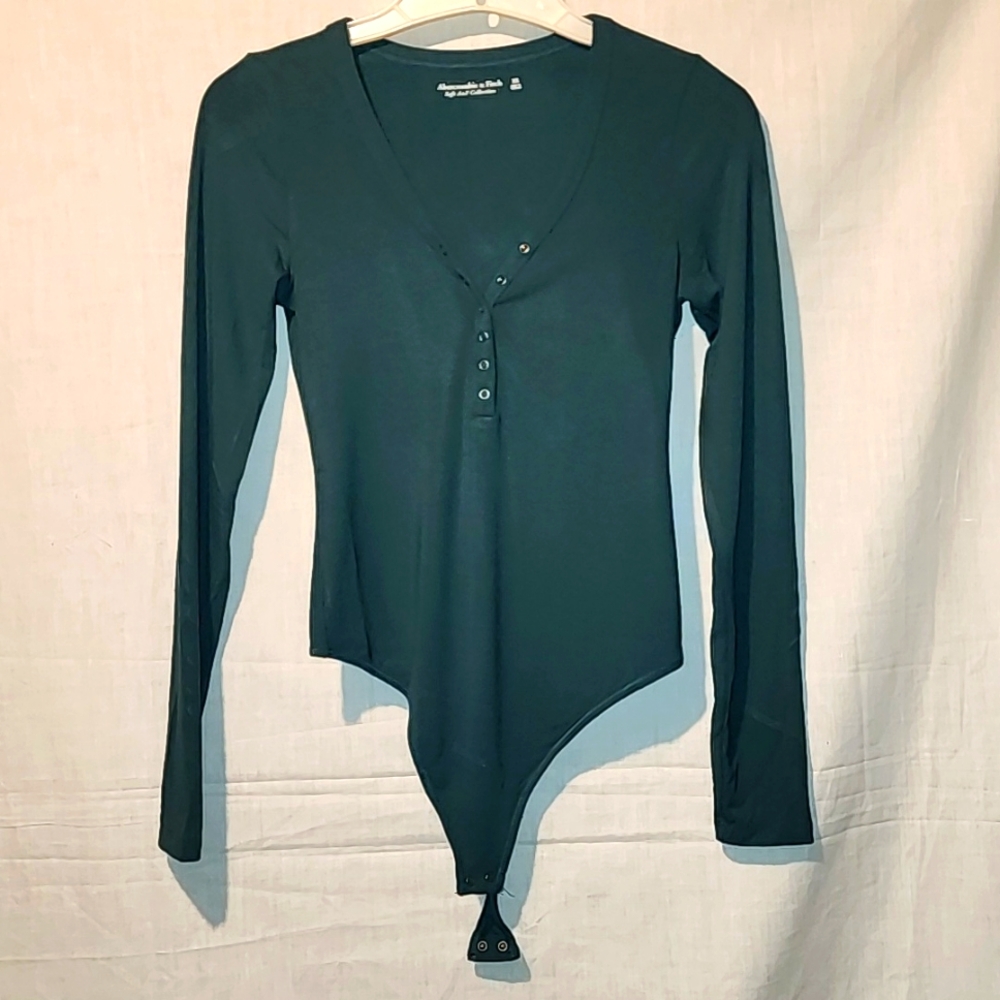 Abercrombie & Fitch Dark Green Cotton Bodysuit XS Soft A&F Collection